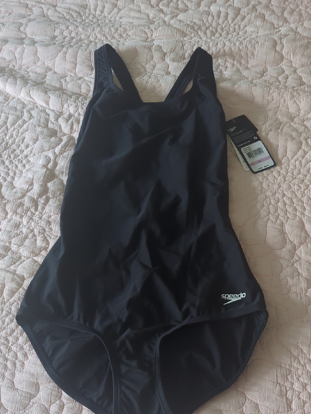 Speedo Women's Black Classic One-Piece Swimsuit, Size 6L, NEW!